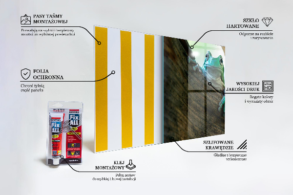 Panel szklany do kuchni Ciekawska Żaba Na Liściu