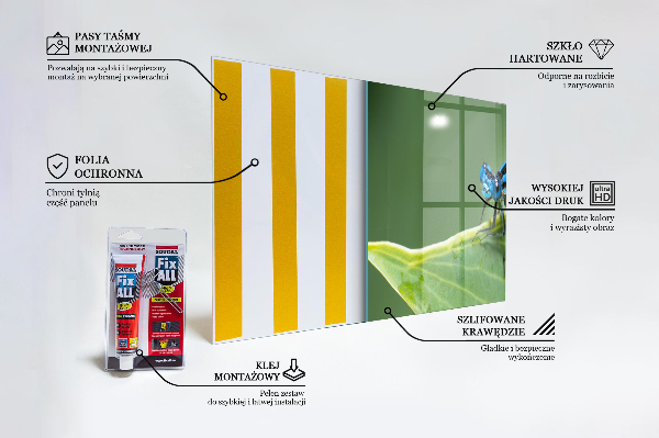 Panel szklany do kuchni Ważka na Liściu