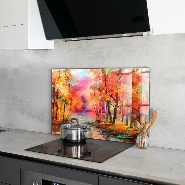 Panel szklany do kuchni Jesienne Drzewa w Parku