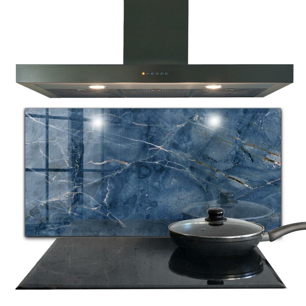 Panel szklany do kuchni Tekstura Niebieski Marmur