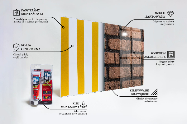 Lacobel do kuchni Ściana z Cegły Naturalnej