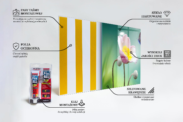 Szkło na ścianę do kuchni Letnia Łąka Motyl Kwiat