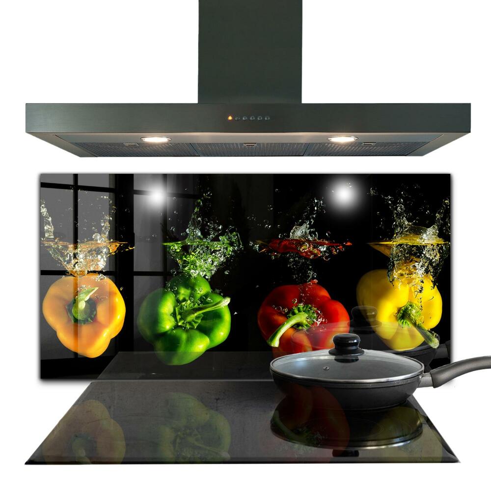 Panel kuchenny szklany Kolorowe Papryki pod Wodą