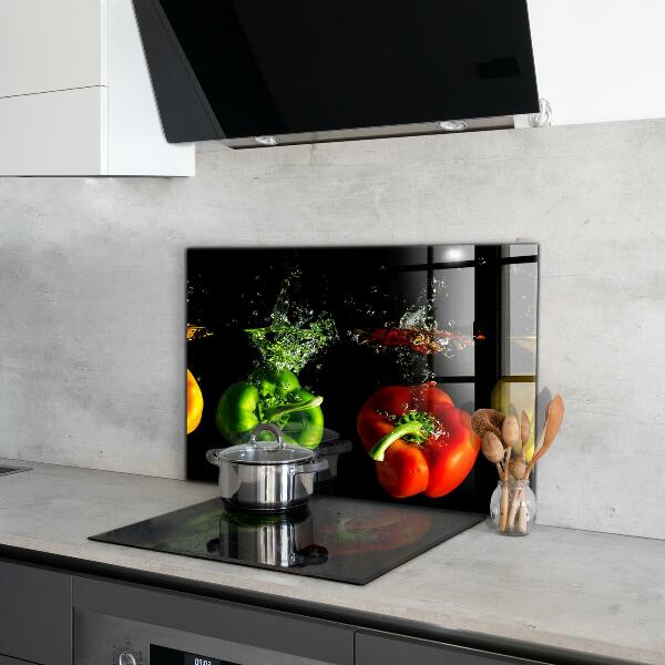 Panel kuchenny szklany Kolorowe Papryki pod Wodą