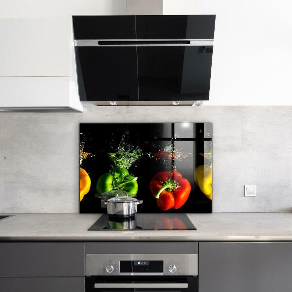 Panel kuchenny szklany Kolorowe Papryki pod Wodą