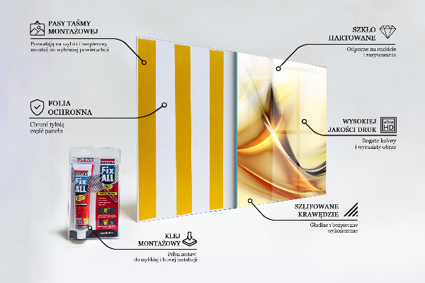Panel szklany do kuchni Fala Energii Abstrakcja