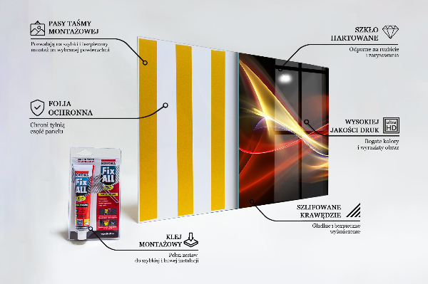 Panel szklany do kuchni Abstrakcja Wibrująca Energia