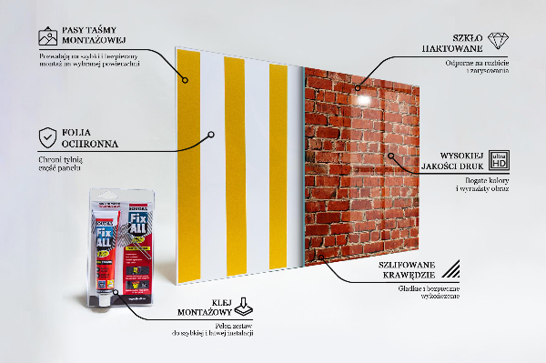 Lacobel do kuchni Ściana z Cegły Naturalnej