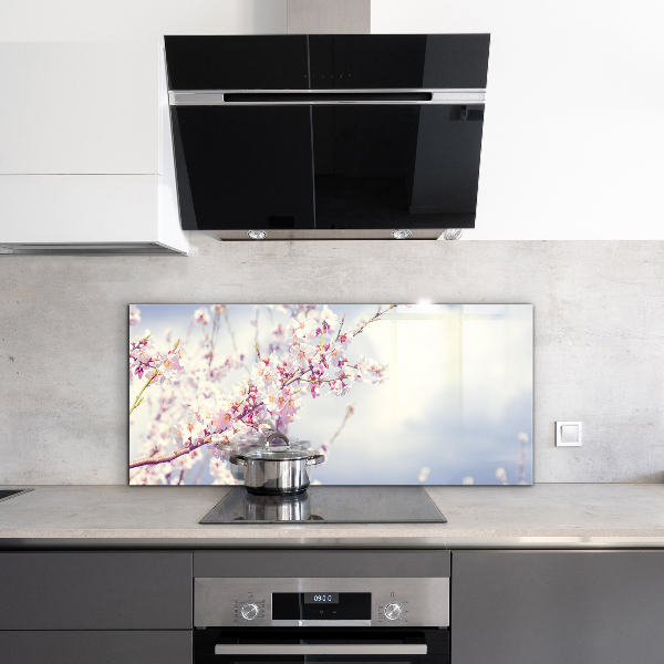 Szkło na ścianę do kuchni Delikatne Różowe Kwiaty