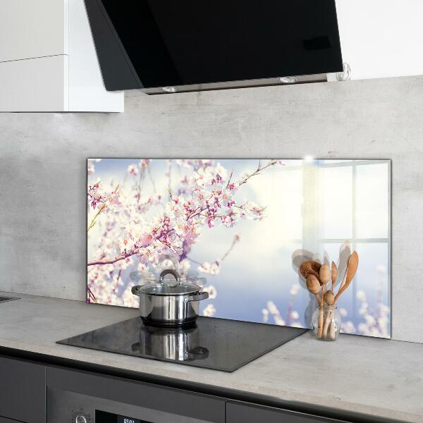 Szkło na ścianę do kuchni Delikatne Różowe Kwiaty