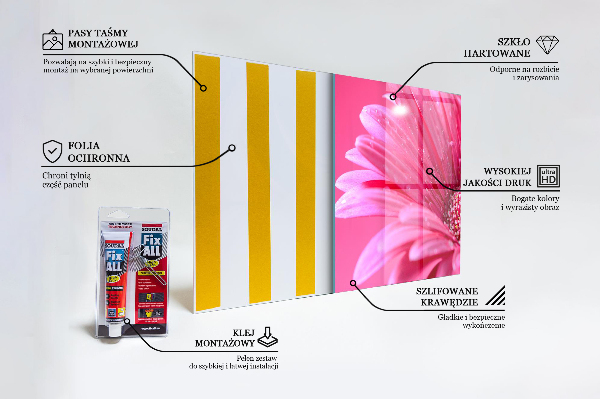 Szkło na ścianę do kuchni Różowy Kwiat Detale Natura