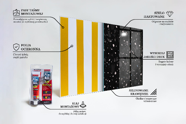 Szkło do kuchni na ścianę Czarny Marmur Lastryko Terazzo