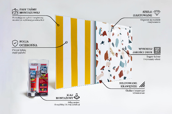 Szkło do kuchni na ścianę Terrazzo Kamień