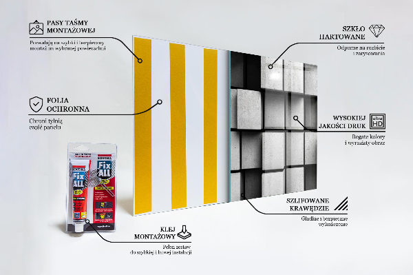 Panel szklany do kuchni Monochromatyczne Kostki