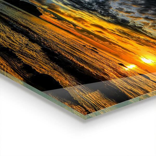 Panel szklany do kuchni Zachód Słońca nad Morzem