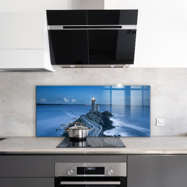Panel szklany do kuchni Latarnia Morska o Zmroku