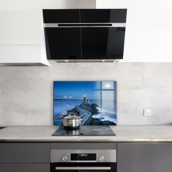 Panel szklany do kuchni Latarnia Morska o Zmroku