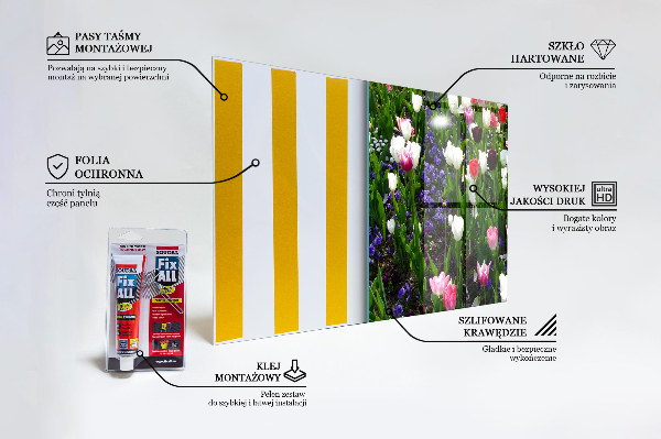 Panel szklany do kuchni Łąka Letnie Kwiaty