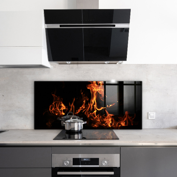 Lacobel do kuchni Gorące Płomienie Ognisko