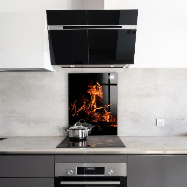 Lacobel do kuchni Gorące Płomienie Ognisko