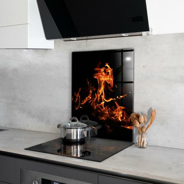 Lacobel do kuchni Gorące Płomienie Ognisko