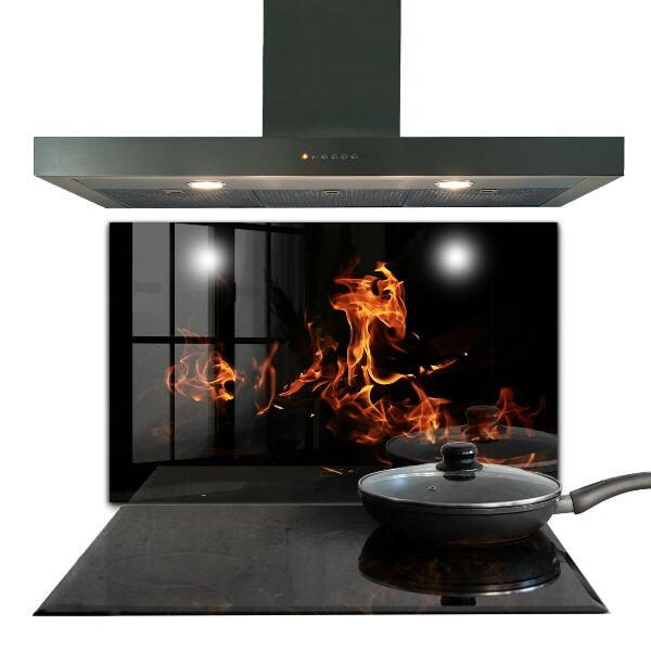 Lacobel do kuchni Gorące Płomienie Ognisko