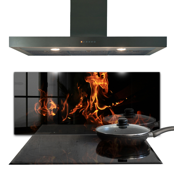 Lacobel do kuchni Gorące Płomienie Ognisko