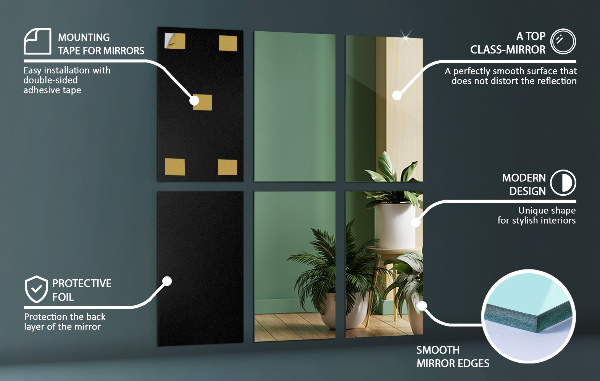 Lustrzane płytki 6 szt. 30x16 cm