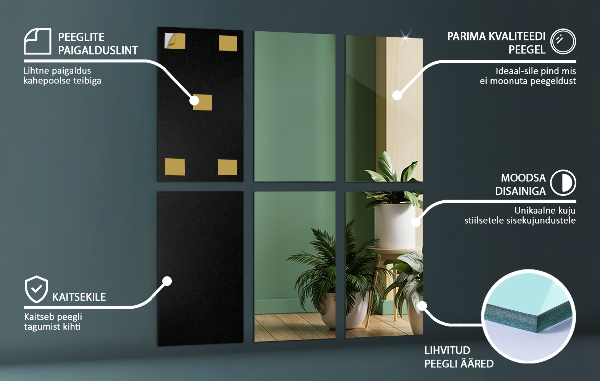 Lustrzane kafelki 6 szt. 30x20 cm