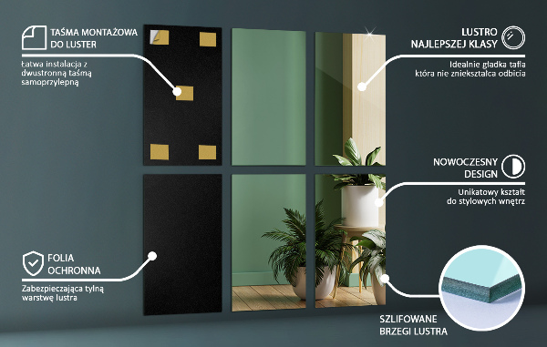 Lustrzane kafelki 6 szt. 30x20 cm