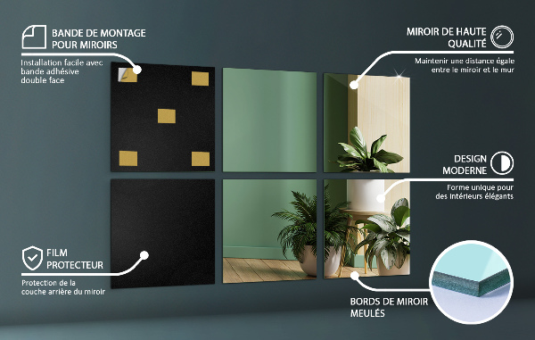 Kafelki lustrzane 6 szt. 30x30 cm