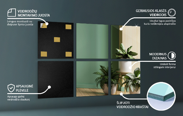 Kafelki lustrzane 6 szt. 30x30 cm