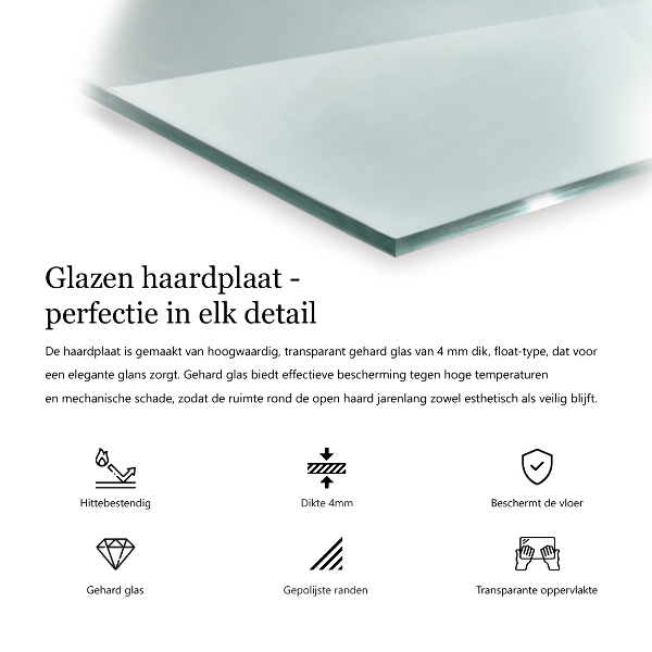 Szkło pod kominek 50x50 cm