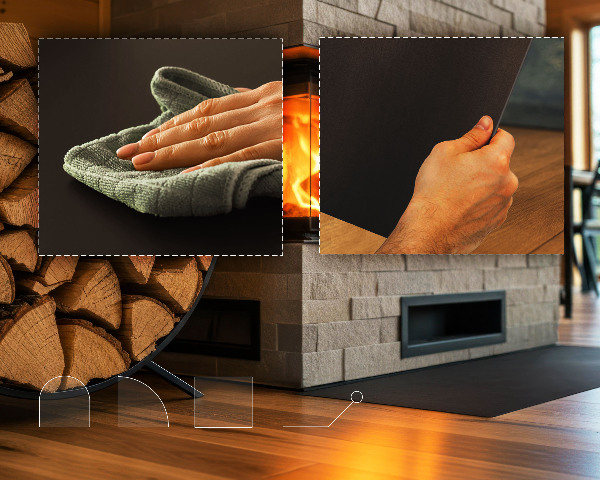 Panel kominkowy z czarnej blachy 80x90 cm