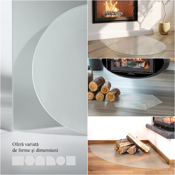 Półowalna podstawa kominkowa półprzezroczysta 100x100 cm