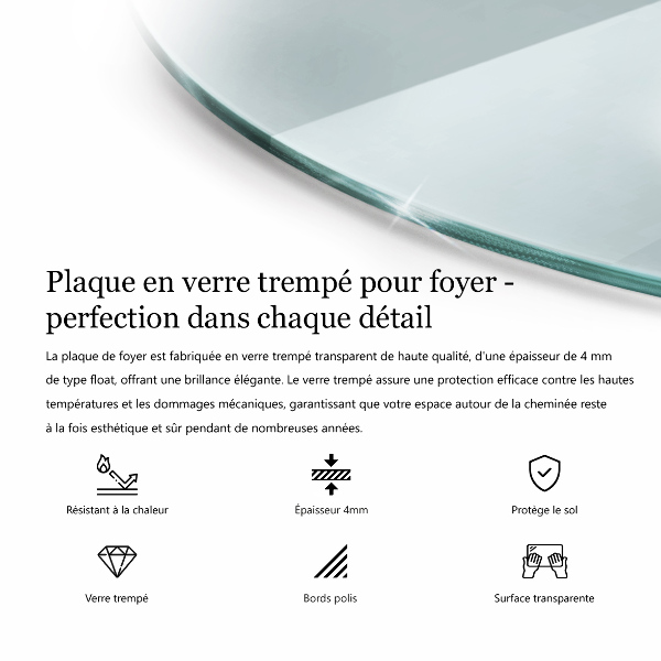 Szkło hartowane pod kominek fi100 cm