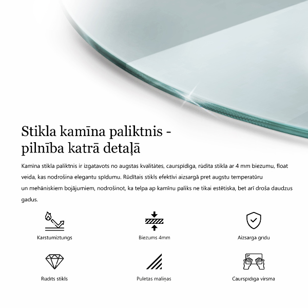 Szkło hartowane pod kominek fi50 cm