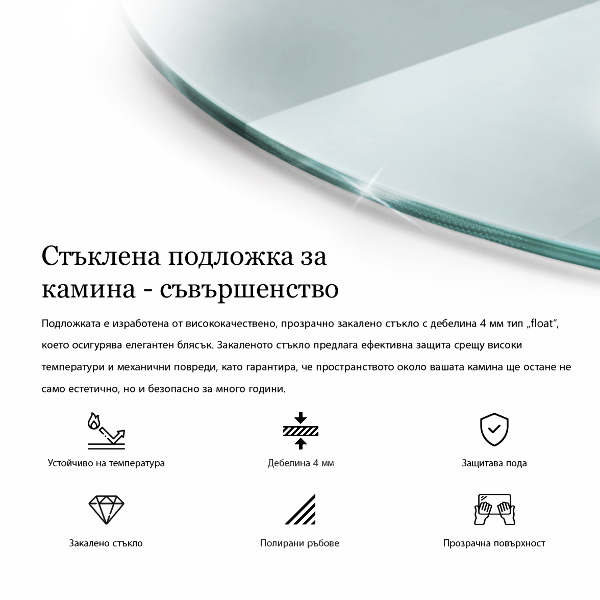 Szkło hartowane pod kominek fi60 cm