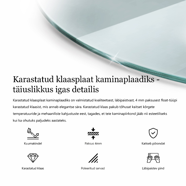 Szkło hartowane pod kominek fi60 cm