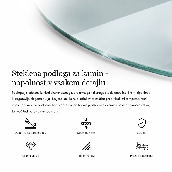 Szkło hartowane pod kominek fi80 cm