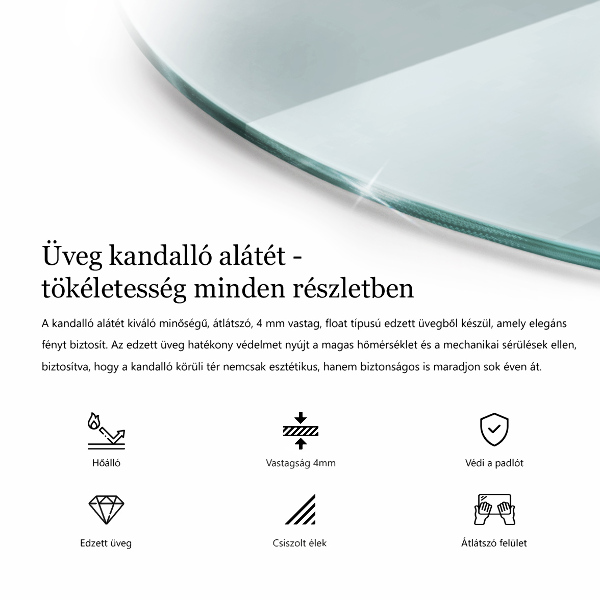 Szkło hartowane pod kominek fi80 cm