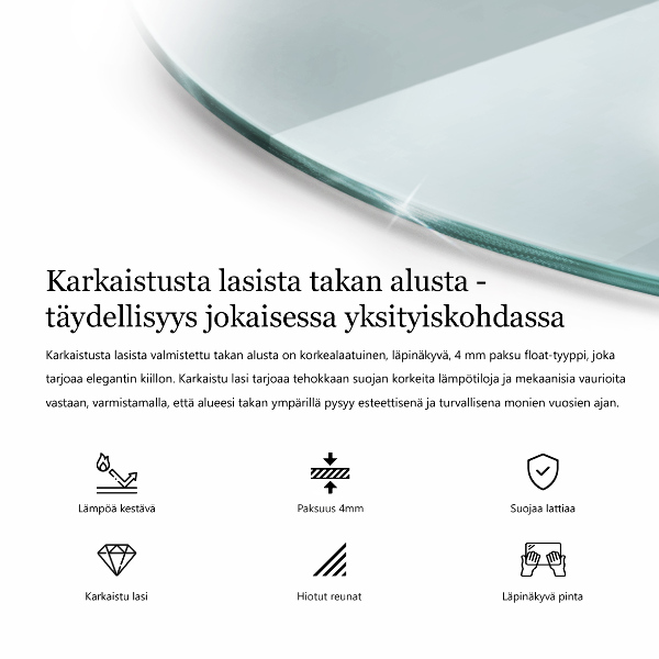 Szkło hartowane pod kominek fi90 cm