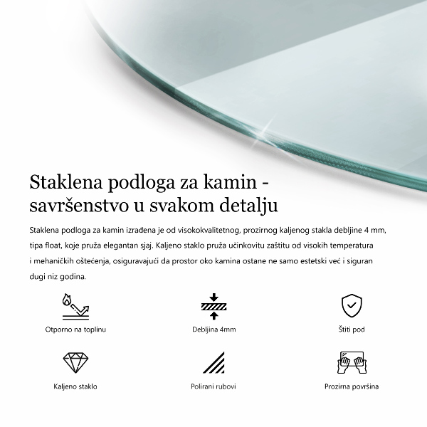 Szkło hartowane pod kominek fi90 cm