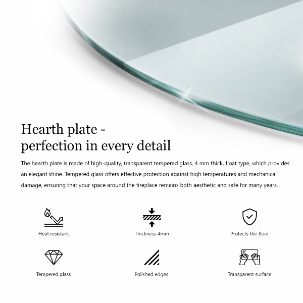 Szkło hartowane pod kominek fi90 cm