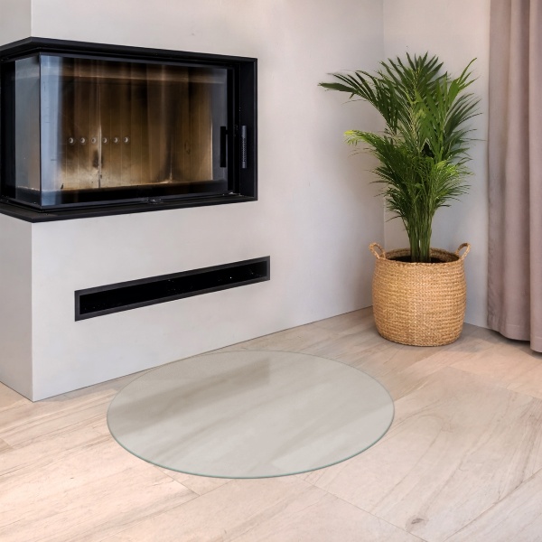 Okrągłe szkło pod kominek półprzezroczyste fi100 cm