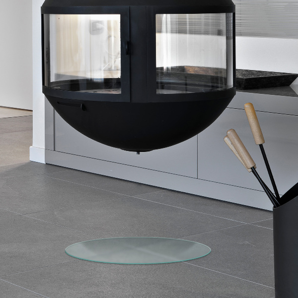 Okrągła szyba hartowana pod kominek półprzezroczysta fi50 cm
