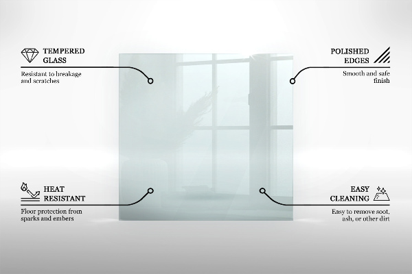 Szkło pod kominek 100x50 cm
