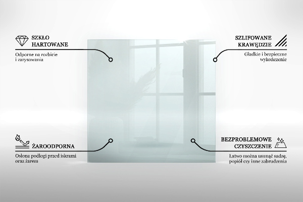 Szyba pod kominek 100x70 cm