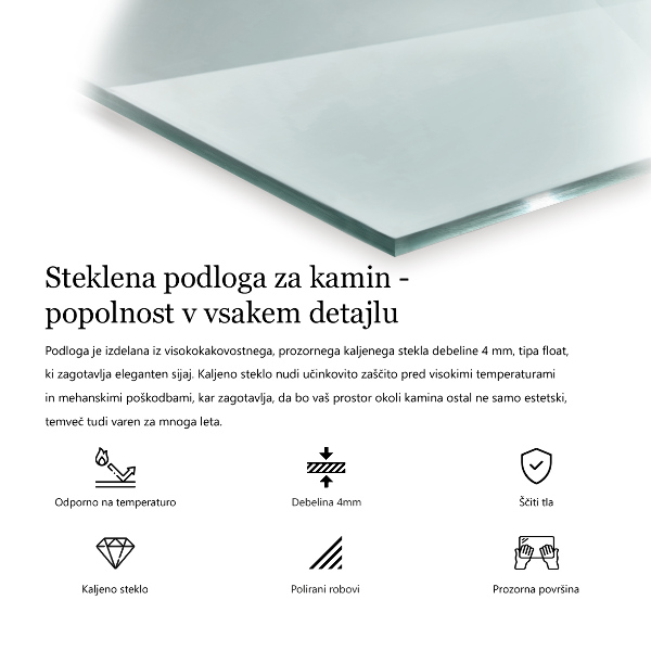 Szkło pod kominek 120x60 cm