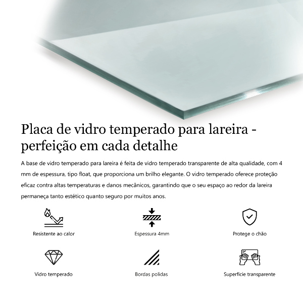 Szkło pod kominek 120x60 cm